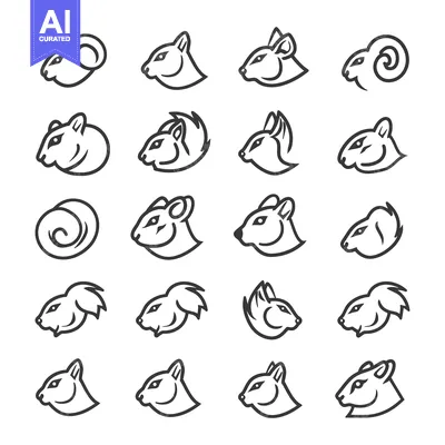 Popular premium asset: Collection of 20 Black and White Line Art Ram Heads