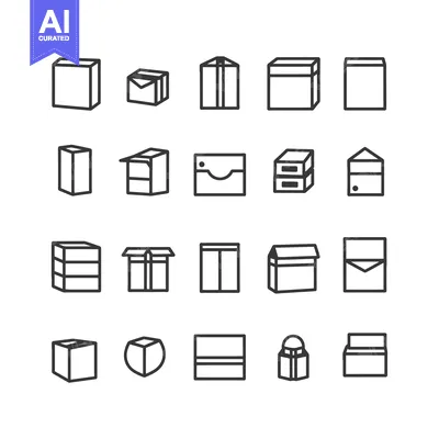 Aset desain premium: Collection of 20 Box and Package Line Icons