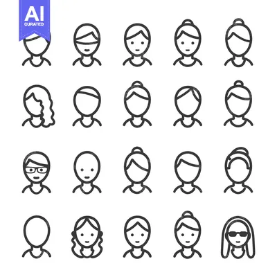 Aset premium populer: Collection of 20 Different Outline Human Profile Icons