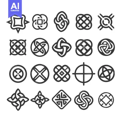 Aset desain premium: Collection of 20 Geometric Intertwined Knot Designs