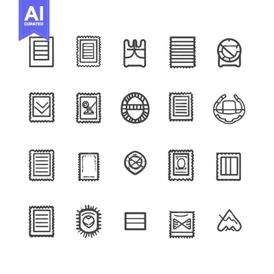 Premium design asset: Collection of 20 Hand-Drawn Postal Stamp Icons