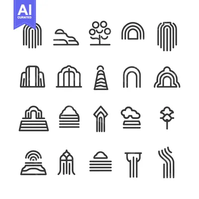 Collection of 20 Linear Architectural Design Icons