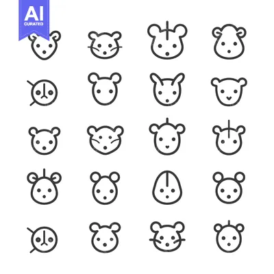 Aset premium populer: Collection of 20 Line Art Mouse Icons