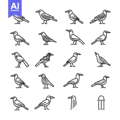 Popular premium asset: Collection of 20 Line Drawings of Birds