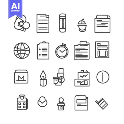 Aset desain premium: Collection of 20 Line Icons for Business and Office