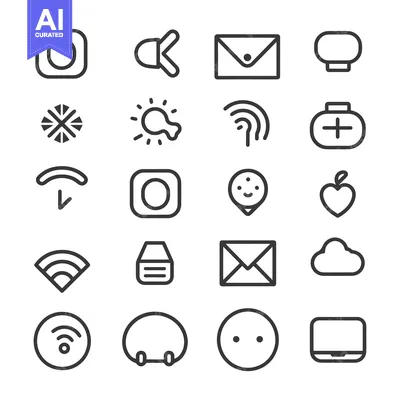 Aset desain premium: Collection of 20 Outline Icons for Different Concepts