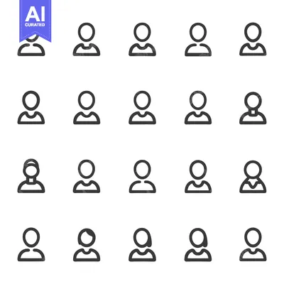 Download Collection of 20 Simple Line Art User Icons Vector Graphic