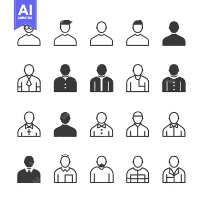 Download Collection of 20 Simple Male User Profile Icons Vector Graphic
