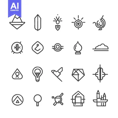 Aset desain premium: Collection of 20 Unique Abstract Line Art Icons