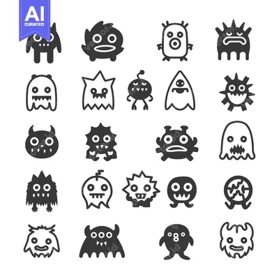 Aset premium populer: Collection of 20 Unique Cartoon Monster Icons