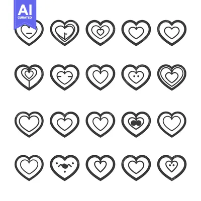 Premium design asset: Collection of 20 Unique Heart Shapes with Variations in Design