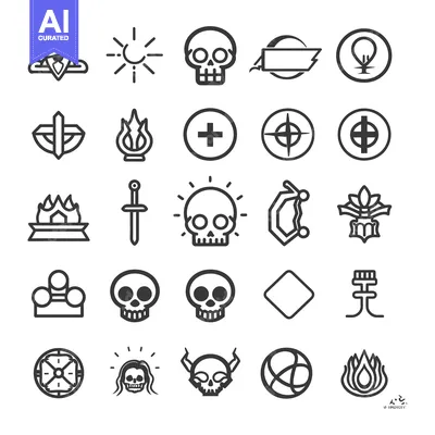 Premium design asset: Collection of 24 Black and White Line Art Icons