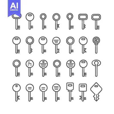 Popular premium asset: Collection of 24 Different Key Icon Outlines