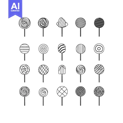 Premium design asset: Collection of 24 Different Lollipop Designs with Sticks
