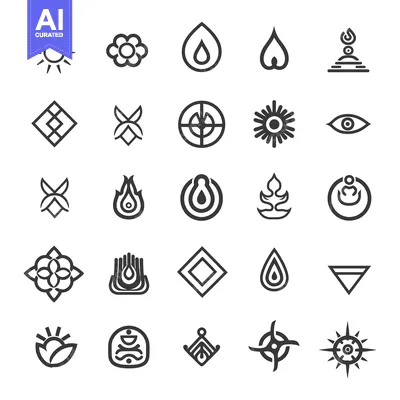 Aset premium populer: Collection of 25 Abstract Geometric Symbols and Icons