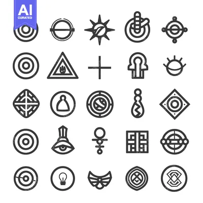 Aset premium populer: Collection of 25 Abstract Geometric Symbols in Black and White