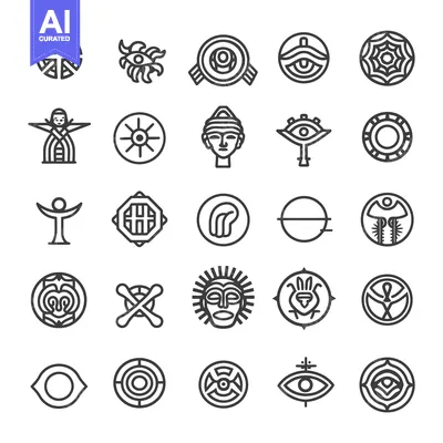 Popular premium asset: Collection of 25 Abstract Line Art Eye and Symbolic Icons