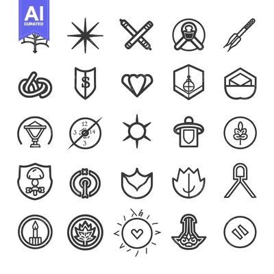 Aset desain premium: Collection of 25 Abstract Line Art Icons