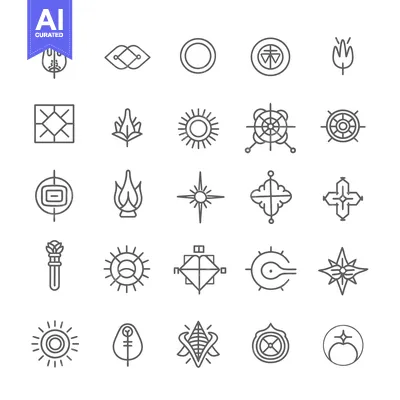 Aset desain premium: Collection of 25 Abstract Line Art Symbols