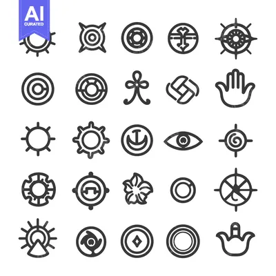 Popular premium asset: Collection of 25 Black and White Circular and Symbolic Icons