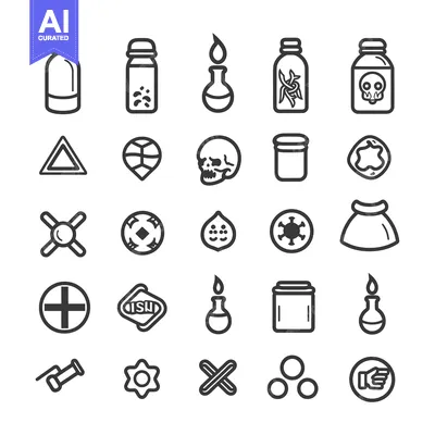 Premium design asset: Collection of 25 Black and White Outline Icons