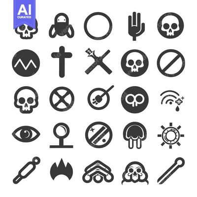 Aset desain premium: Collection of 25 Black and White Symbolic Icons