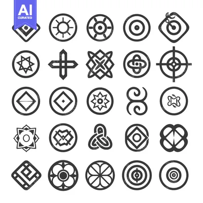 Popular premium asset: Collection of 25 Circular and Square Geometric Designs with Black and