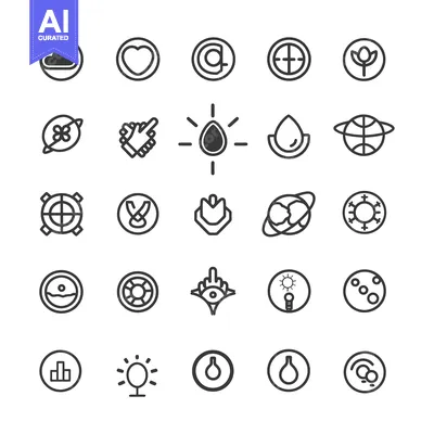 Aset desain premium: Collection of 25 Circular Line Icons for Various Concepts