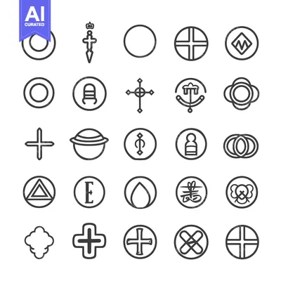 Premium design asset: Collection of 25 Diverse Circular Symbols with Geometric and Abstract