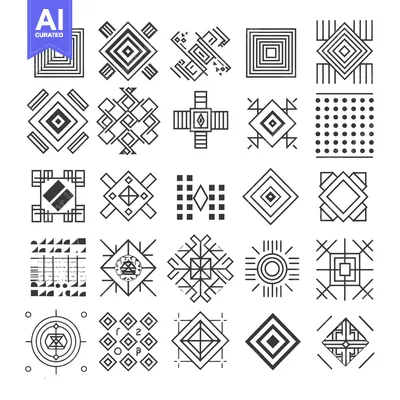 Aset premium populer: Collection of 25 Geometric Black and White Abstract Designs