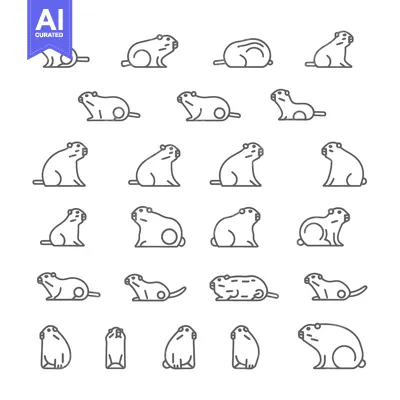 Popular premium asset: Collection of 25 Gopher Line Art Illustrations