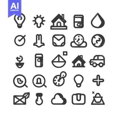 Premium design asset: Collection of 25 Hand-Drawn Black and White Icons