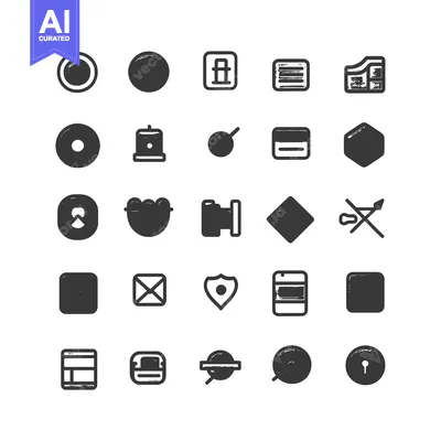 Premium design asset: Collection of 25 Hand-Drawn, Grungy, Black and White Icons