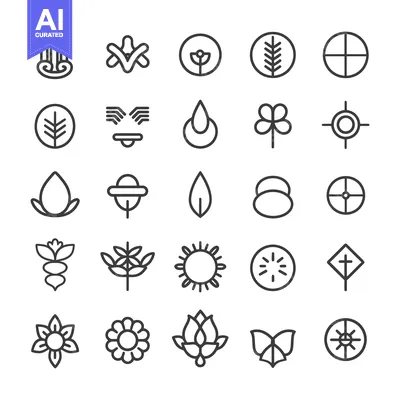 Popular premium asset: Collection of 25 Line Art Floral and Nature Icons