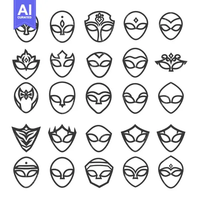 Premium design asset: Collection of 25 Line Art Masks with Different Designs