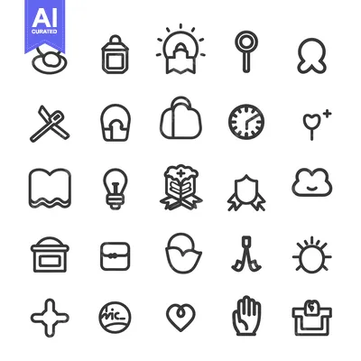 Premium design asset: Collection of 25 Line Icons in Black and White