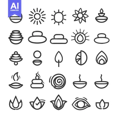 Aset premium populer: Collection of 25 Line Icons Related to Meditation, Wellness, and Spiri