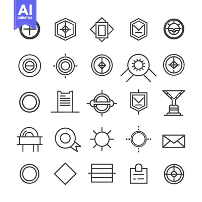 Popular premium asset: Collection of 25 Outline Icons with Geometric Shapes and Symbols