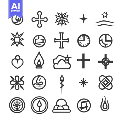 Aset premium populer: Collection of 25 Simple Black and White Abstract Icons
