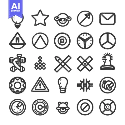 Aset desain premium: Collection of 25 Simple Black and White Icons