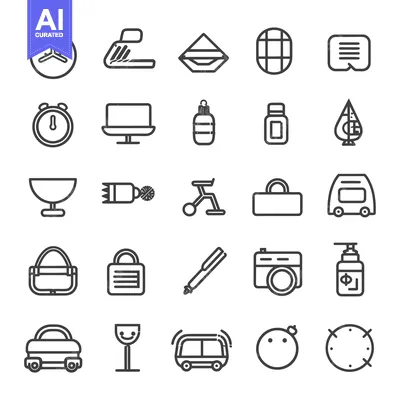 Premium design asset: Collection of 25 Simple Black Line Icons