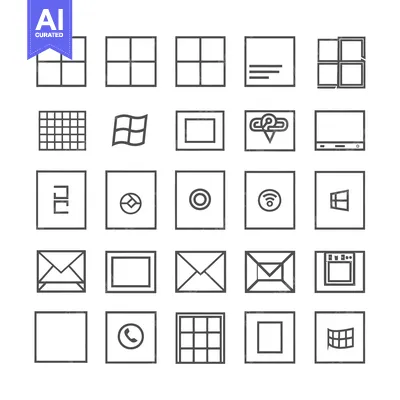 Premium design asset: Collection of 25 Square-Shaped Line Icons