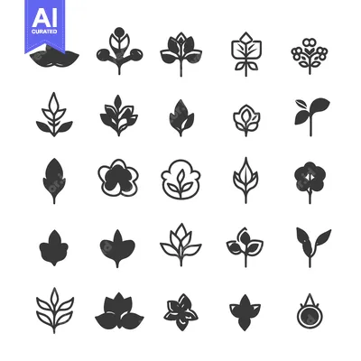 Aset desain premium: Collection of 25 Unique Floral and Botanical Icons