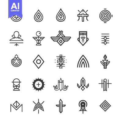 Aset premium populer: Collection of 25 Unique Geometric Line Art Logos