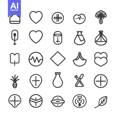 Collection of 28 Black and White Line Icons on a White Background
