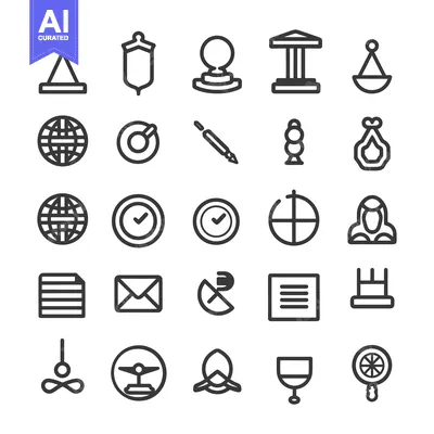 Premium design asset: Collection of 28 Black and White Line Icons on a White Background