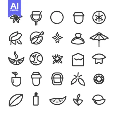 Aset desain premium: Collection of 28 Black and White Outline Icons