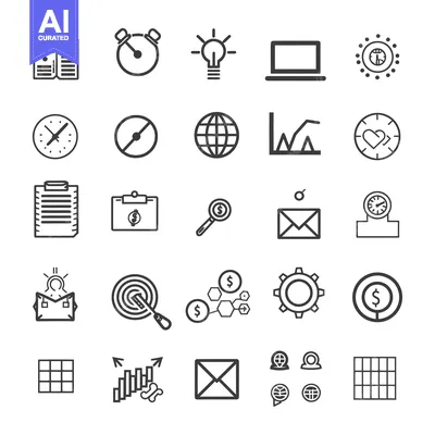 Popular premium asset: Collection of 28 Business and Finance Icons in Line Style