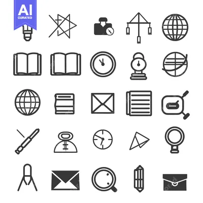 Collection of 28 Diverse Line Icons in Black and White
