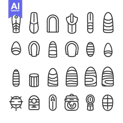 Aset desain premium: Collection of 28 Linear Icons Depicting Different Shapes and Patterns